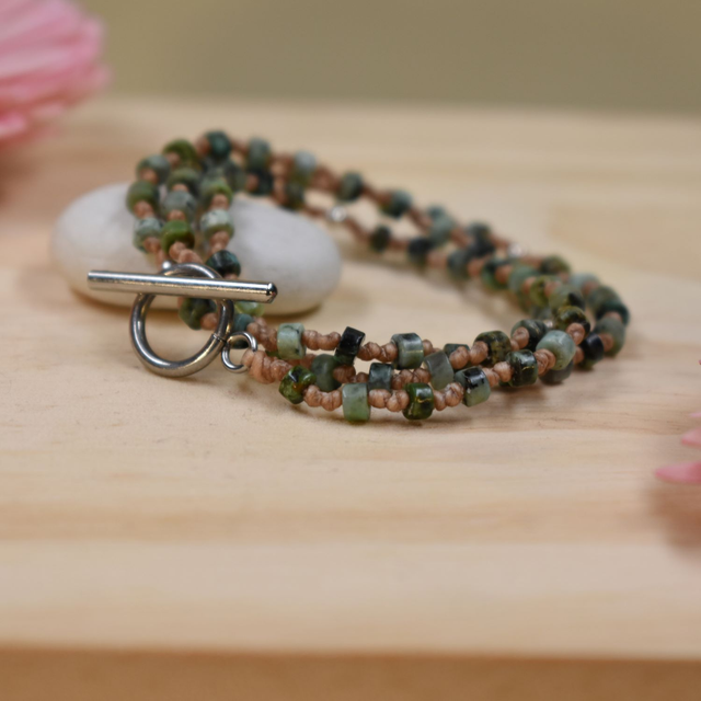 Bracelet 3 tours en turquoise africaine