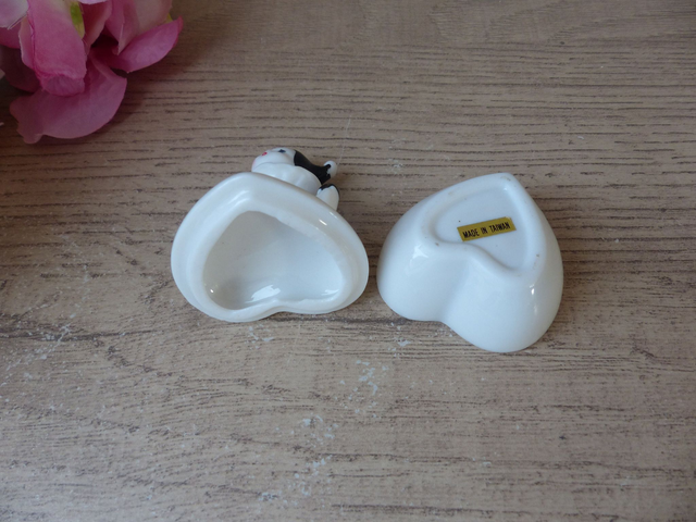 Ancienne Boîte à Dents de Lait Coeur avec Petit Pierrot, Clown, Arlequin en Porcelaine Fabriquée à Taïwan, Cadeau pour bébé, enfant