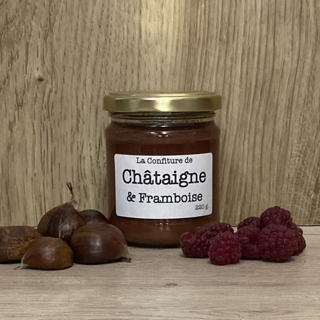 Confiture Châtaigne et Framboises - 220 g.