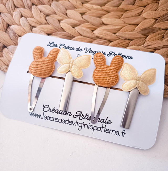 Barette fait main, pinces beige &amp; terracotta &quot;Collection Pâques&quot;  Idée cadeau