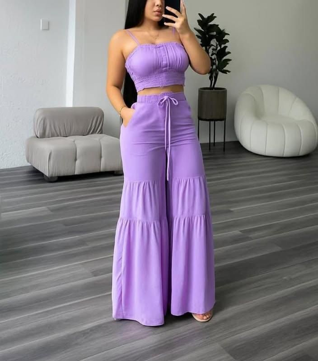 Pantalon long à fronces et top 