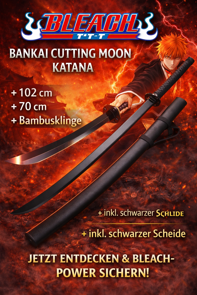 NEU BLEACH BANKAI CUTTING MOON Bambus Katana Schwert 102cm groß für Cosplay NEW Merch Deko Anime