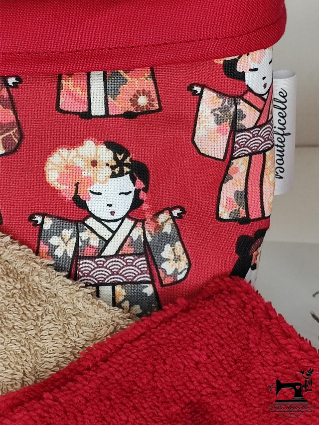 Lingettes lavables "GEISHA" Bordeaux