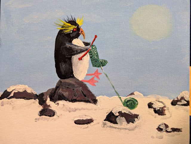 Paint With Jane 'Knitting Rockhopper' Thursday 5th March 7-9pm