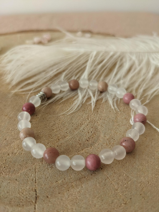 Bracelet Rhodochrosite et Jade blanc 