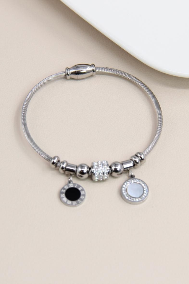 Bracelet aimanté orné de strass en acier inoxydable