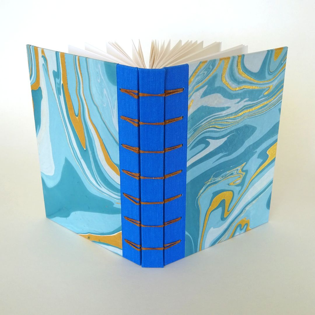 Notebook 'Blue marble' (bronze thread) - A6