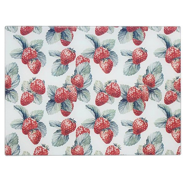 Strawberry Field Glass Cutting Chopping Board Worktop Saver