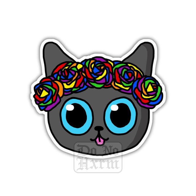 Rainbow Flower Crown Cat Sticker