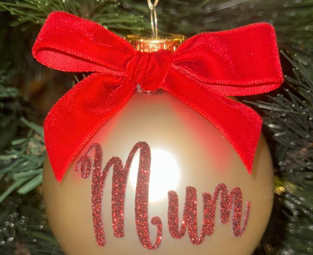 Christmas Glass Bauble (with bow)