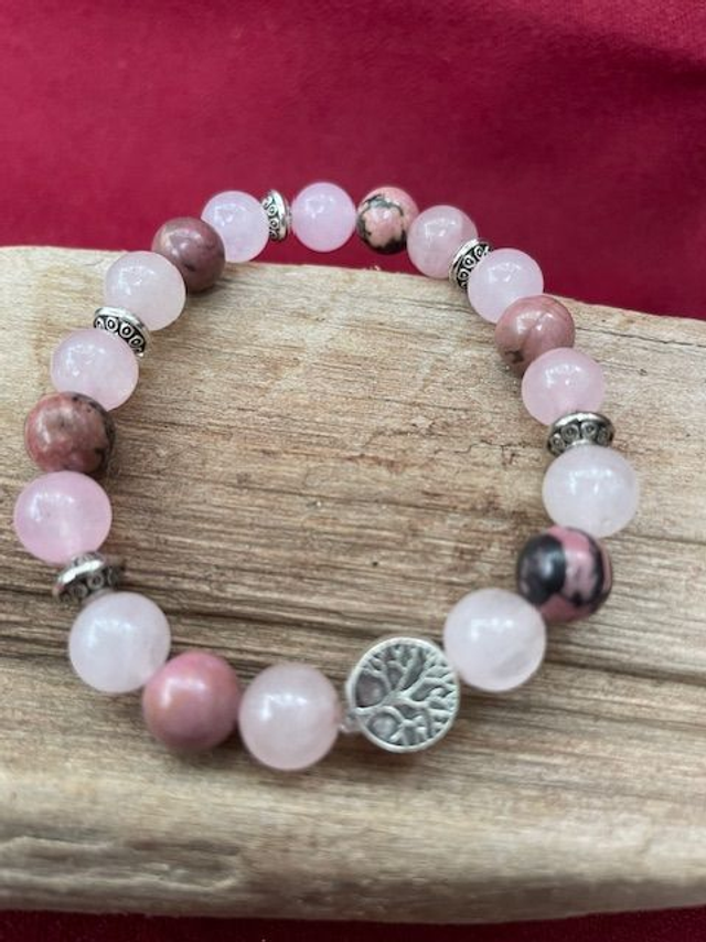Bracelet douceur en quartz rose & rhodonite