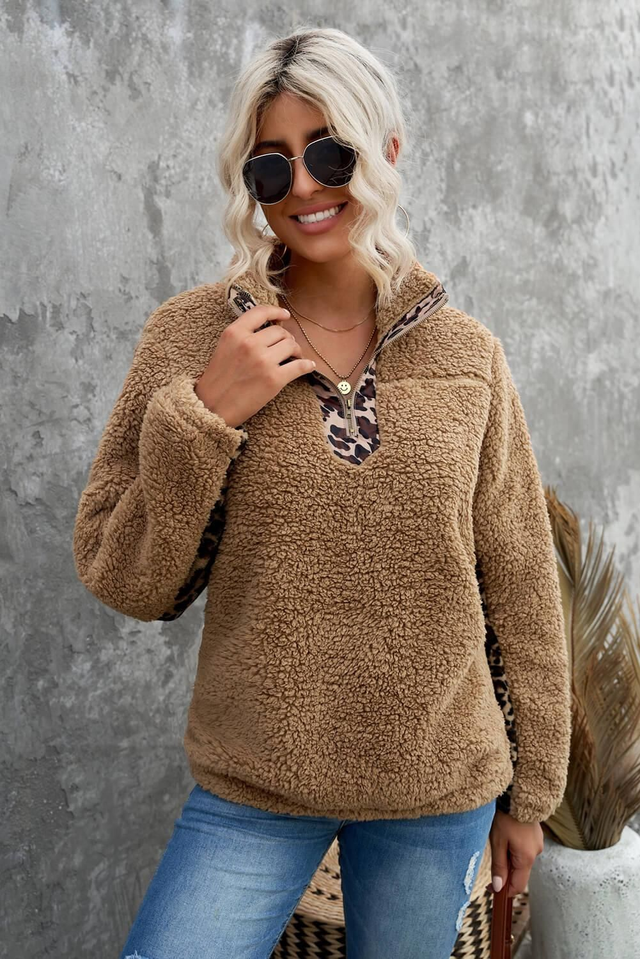 quarter-zip sherpa sweatshirt