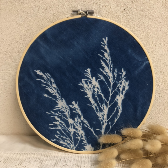 Cyanotype - « Boutons de fleurs » (23cm)