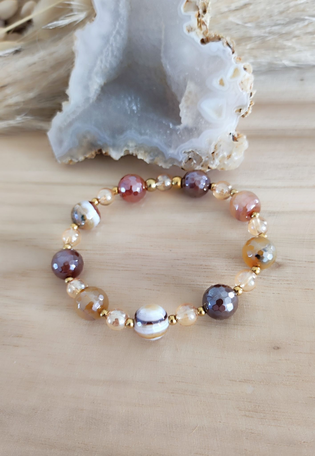 Bracelet "Équilibre et Harmonie" Agate facettée