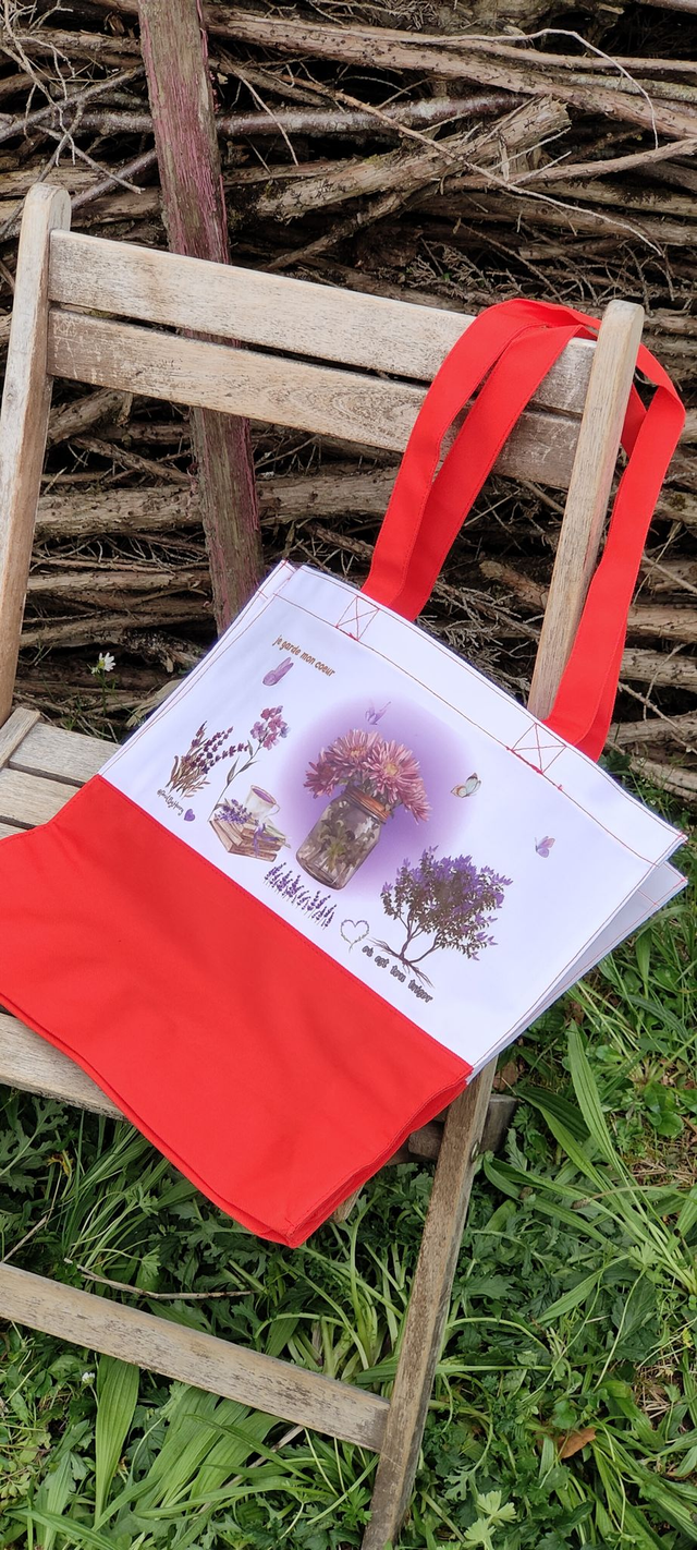 Sac cabas bicolore &quot;Je garde mon coeur...&quot; - PrintbyHenry