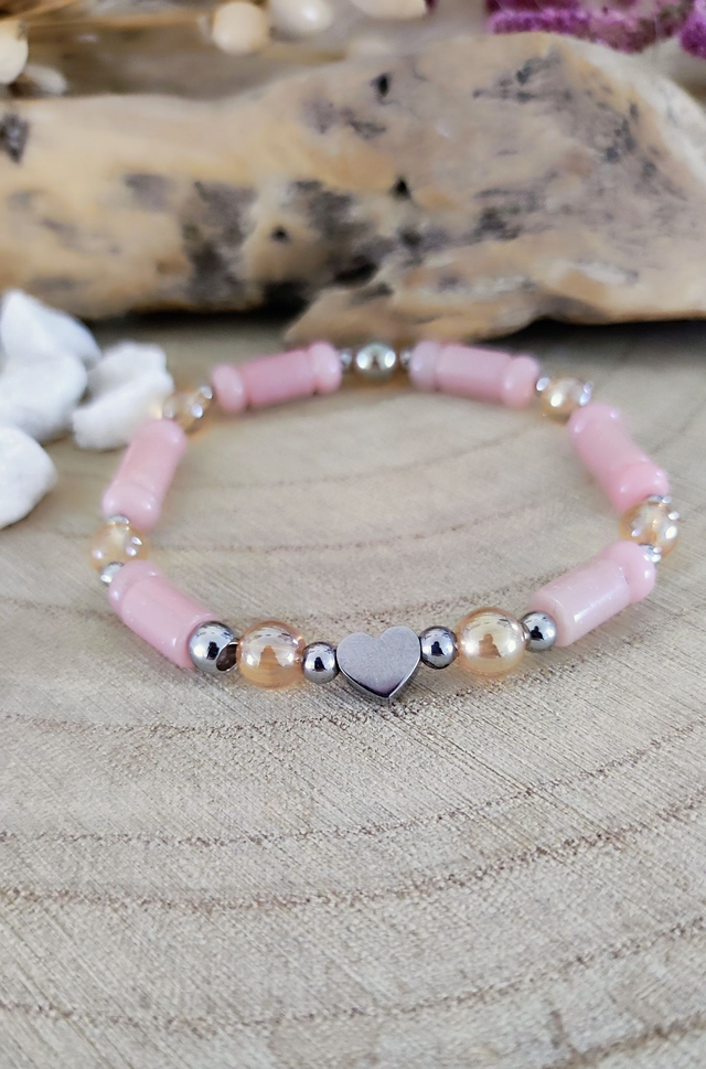 Bracelet "Amour" Opale rose