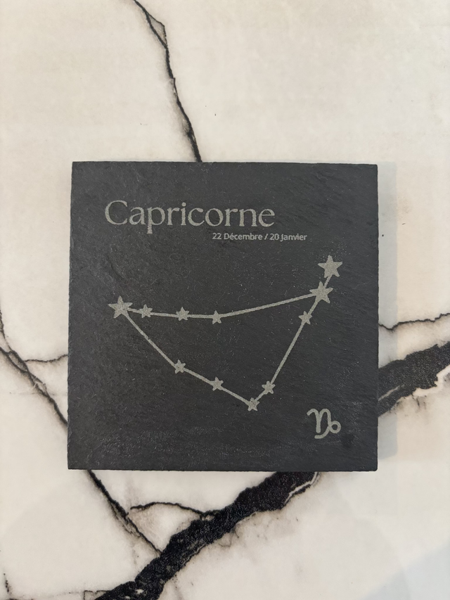 Capricorne constellation gravé sur une audoise 10 x 10 cm