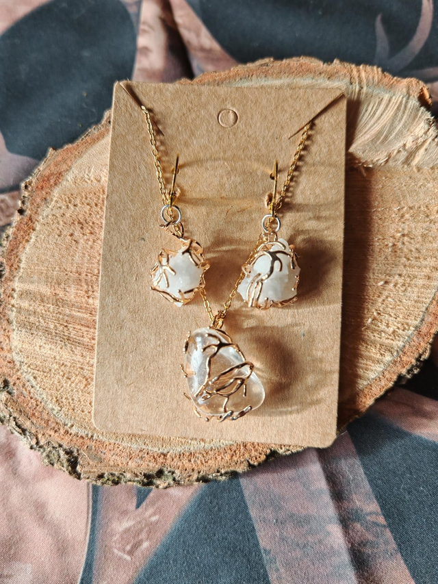 Parure druses de cristal de roche 