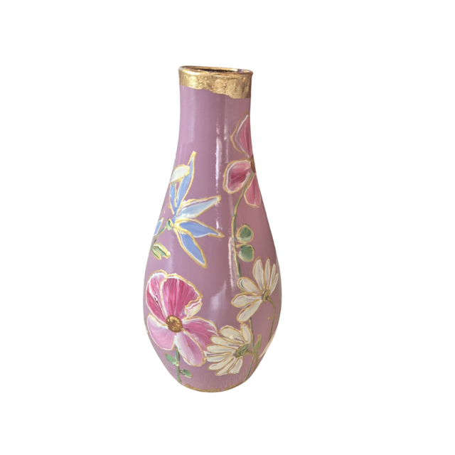 Klein Vaasje Handbeschilderd Eenvankoch (paars)