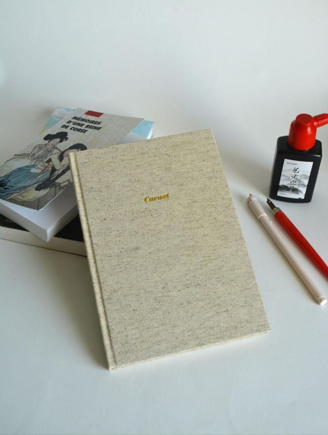Carnet de notes en toile naturelle beige