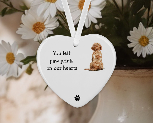 "Cavapoo"  Personalised Pet Memorial Ceramic Heart  