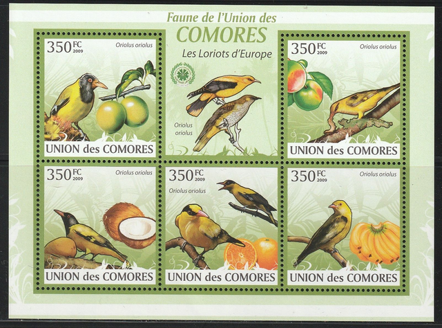 Comoro Islands,Comores 2009 Birds,Fruits Sheetlet MNH