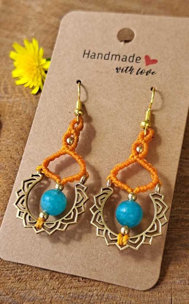 Boucles d'oreilles micro-macramé collection soleil 