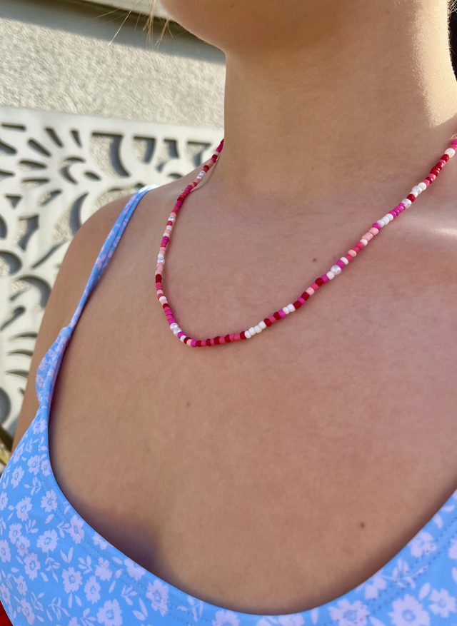 Pink love Seed bead Necklace