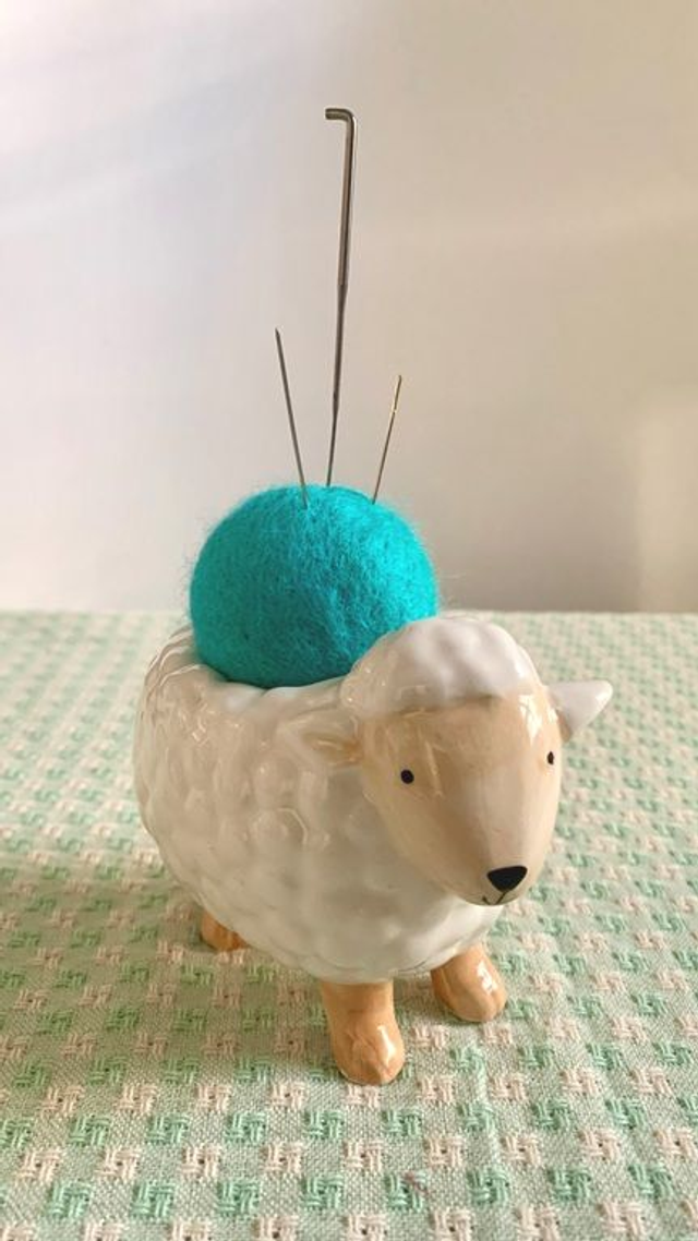 Ceramic Sheep Pin Cushion, Needle Keeper