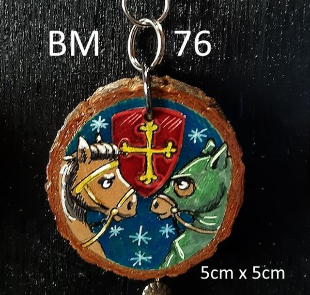 BM 76 - porte-clés  cheval peint sur bois 6cm  