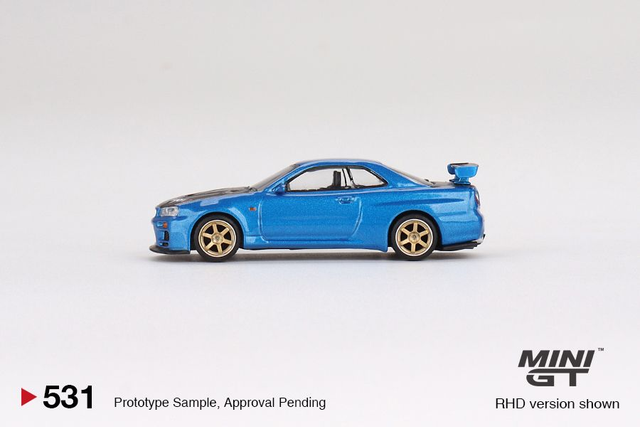 MGT00531 Mini GT 1/64 Nissan Skyline GT-R (R34) Top Secret Bayside Blue (RHD)