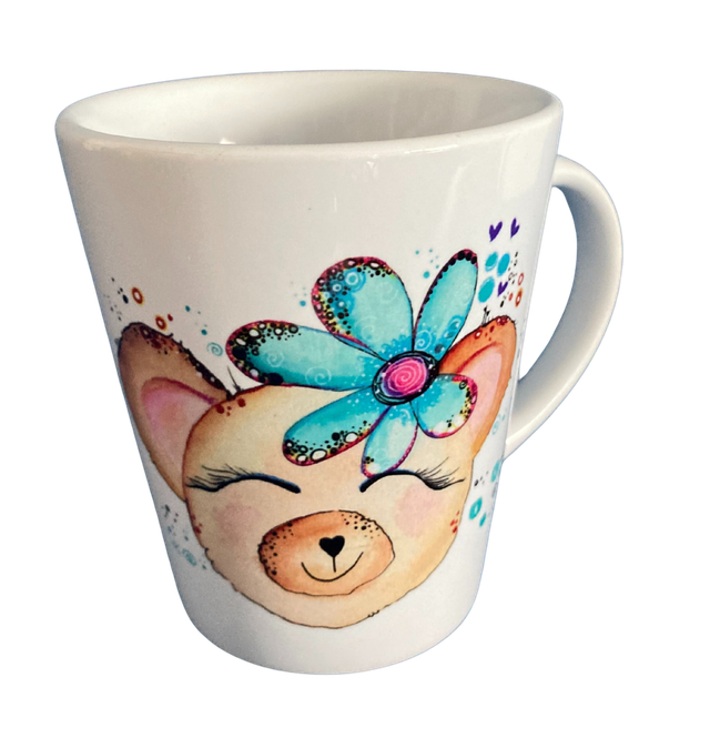 Konische Keramiktasse "Teddybärin"