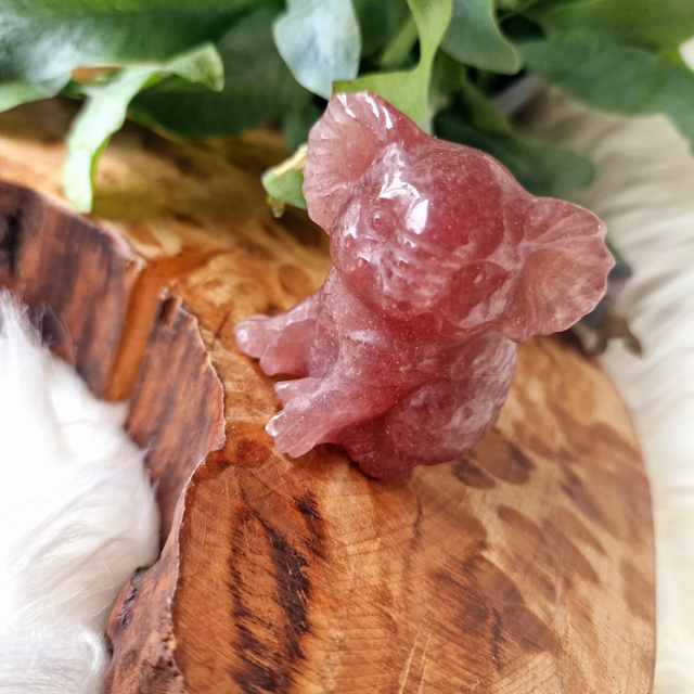 Red Strawberry Koala Carving 