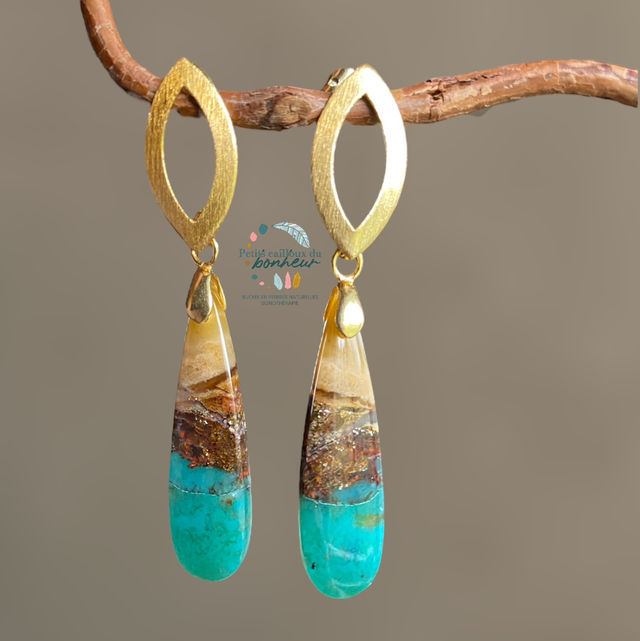 Boucles d’oreilles en bois opalisé 