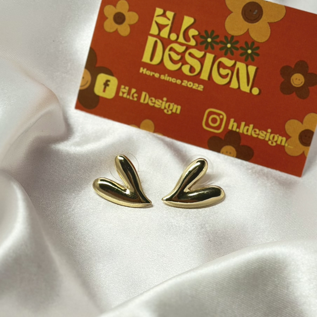 Gold Heart Stud Earrings