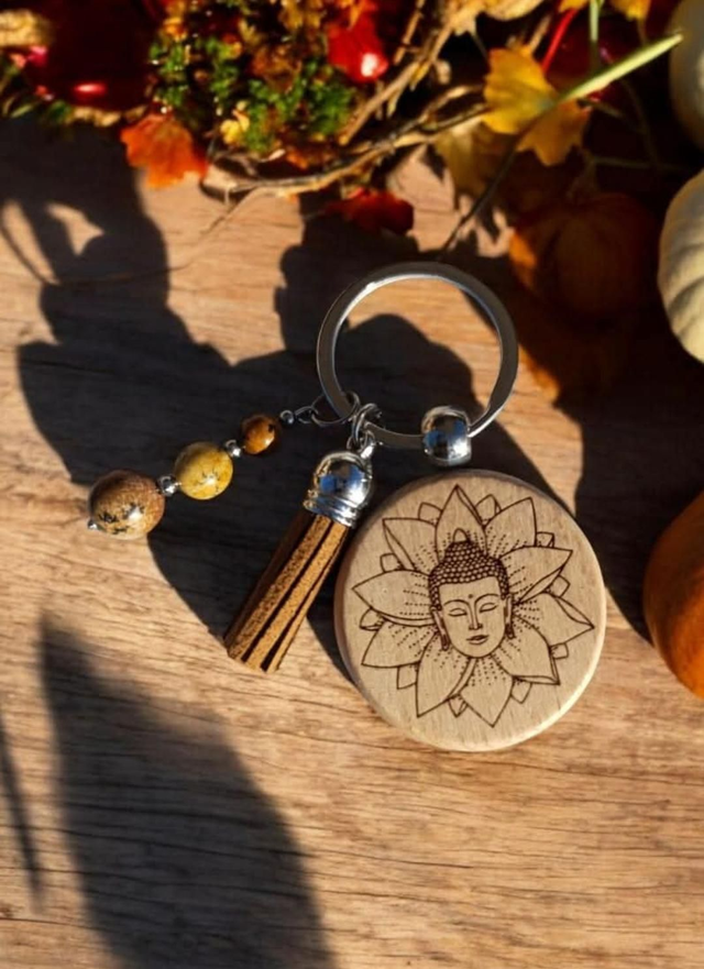 Porte-clé Bois et Jaspe paysage