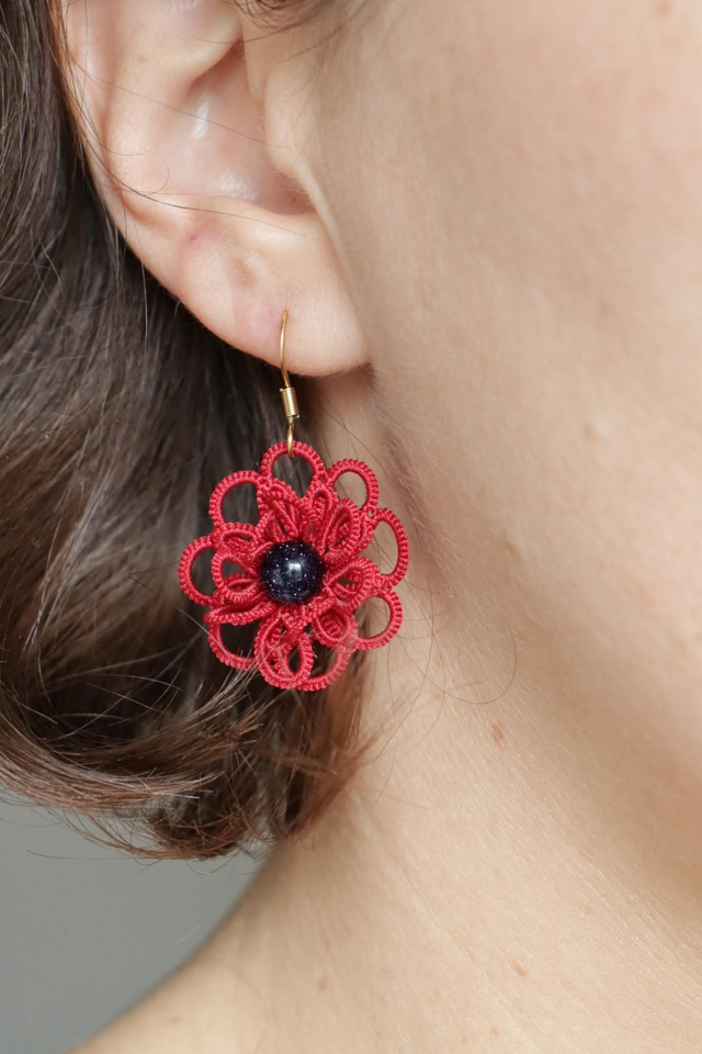 Boucles d'oreille en dentelle Pénelope - avec perle