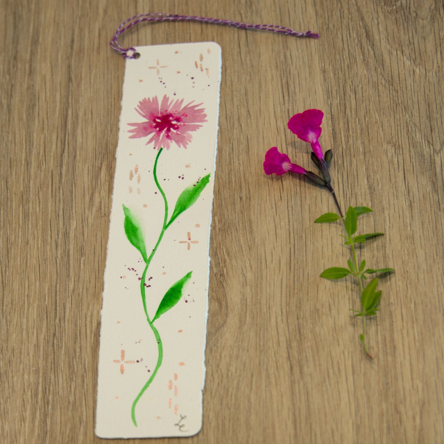 Marque-page fleur rose
