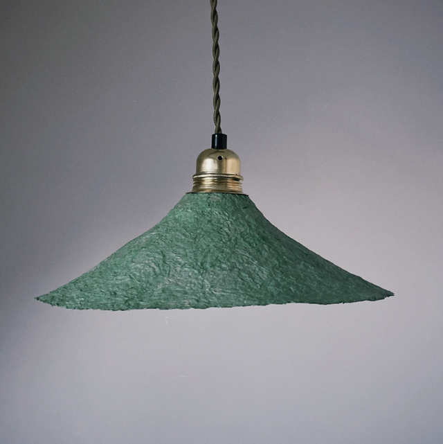 Abat jour suspension papier mâché London vert clair