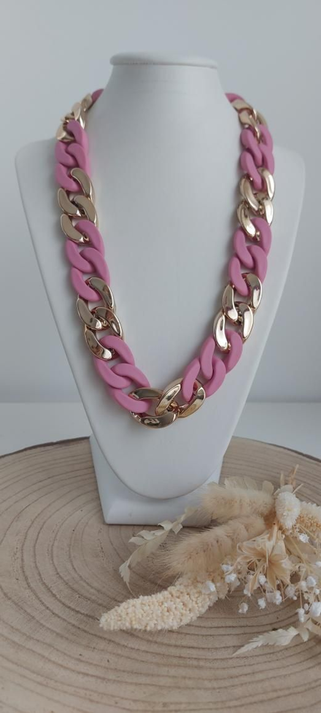 Collier Gaspard rose doré 