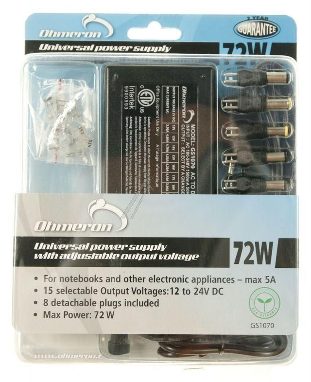 72W ALIMENTATION UNIVERSELLE PC PORTABLE 12-24V; 72W (M311534)