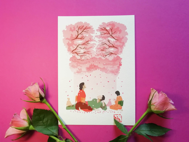 Fine art A5 et A4 / Printemps - Hanami 