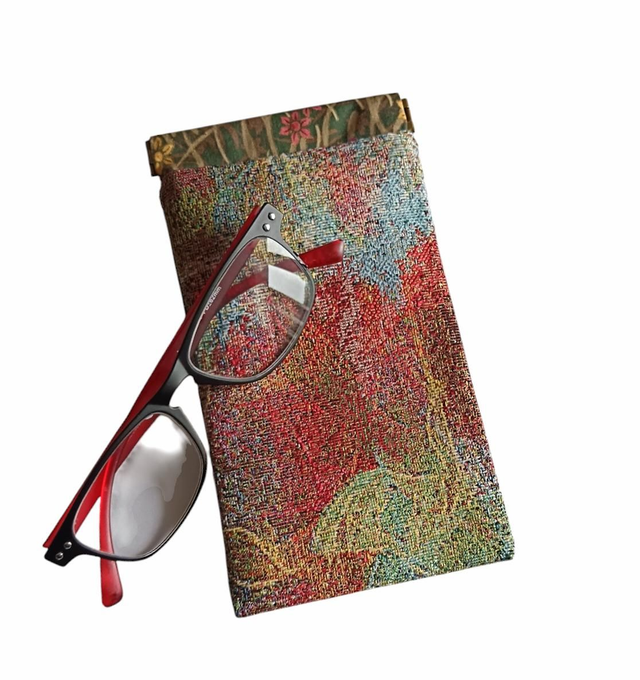 Étui à lunettes en tapisserie multicolore et coton créateur/ Pochette Tapisserie 