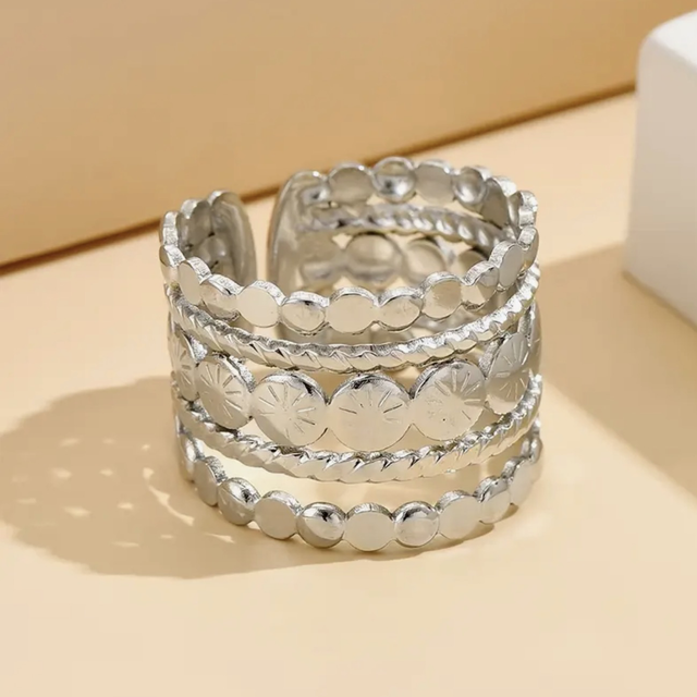 Silver cuff ring - adjustable