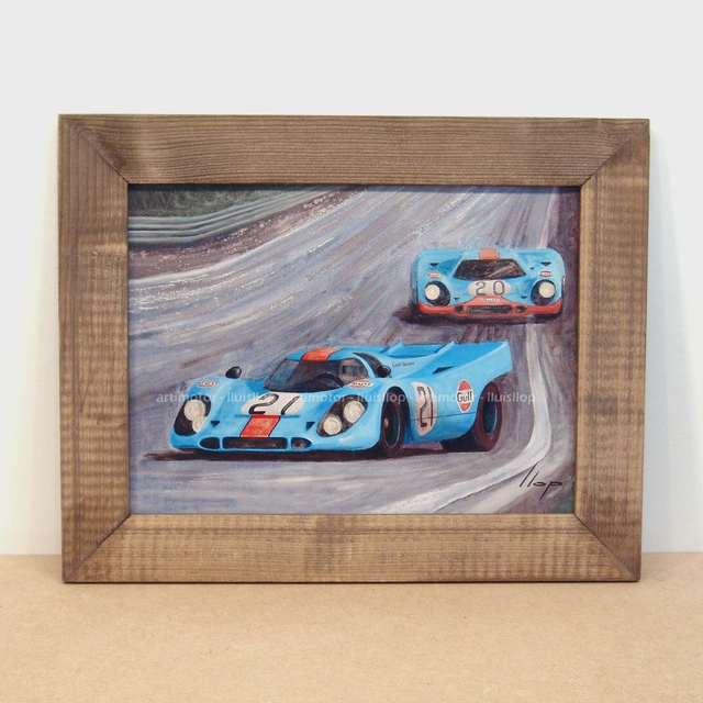 Artimotor enmarcado 28x35 - 1970 Gulf Porsche 917 Le Mans