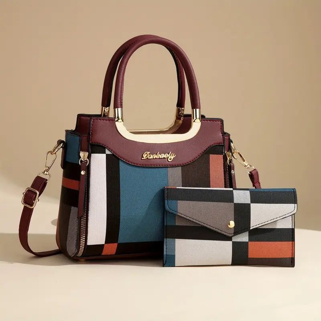 Ensemble Élégance Vintage - Sac Fourre-Tout et Portefeuille Assorti