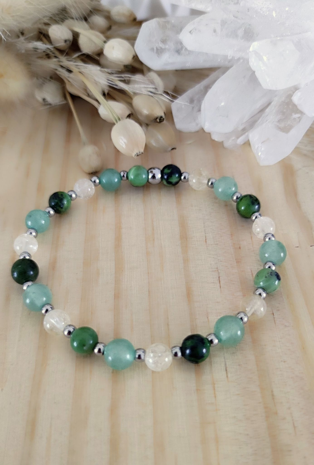 Bracelet "Chance" Aventurine verte, Citrine et Jade Néphrite
