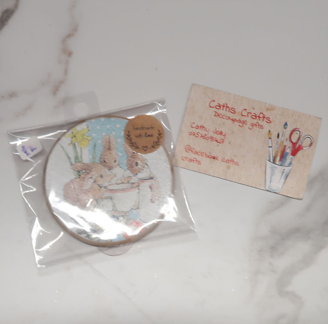 Decoupage 'P Rabbit' Wooden Magnet