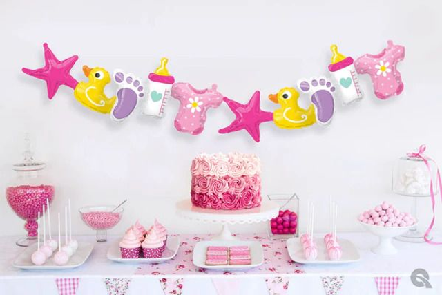 FOIL BALLOON GARLAND: QUALATEX 41" BABY GIRL GARLAND (AIR-FILL ONLY)