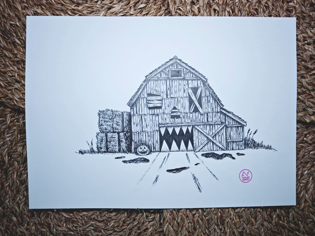 Grange Américaine - Dessin original (pièce unique)